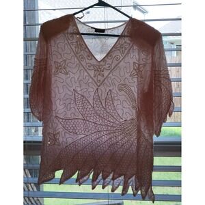 Vintage Mark John India Pure Silk Beaded Sequin‎ Pale Pink Blouse Top Med/Large?